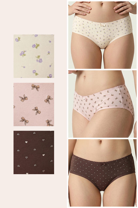 Zivame Regular Rise Full Coverage Hipster Panty (Pack of 3) - Multicolor — image 2